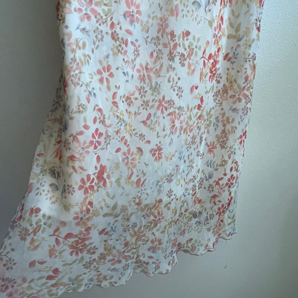 Vintage Y2K Rave Floral Empire Waist‎ Midi Dress Lace Trim Cottagecore Size M-L - Picture 6 of 9